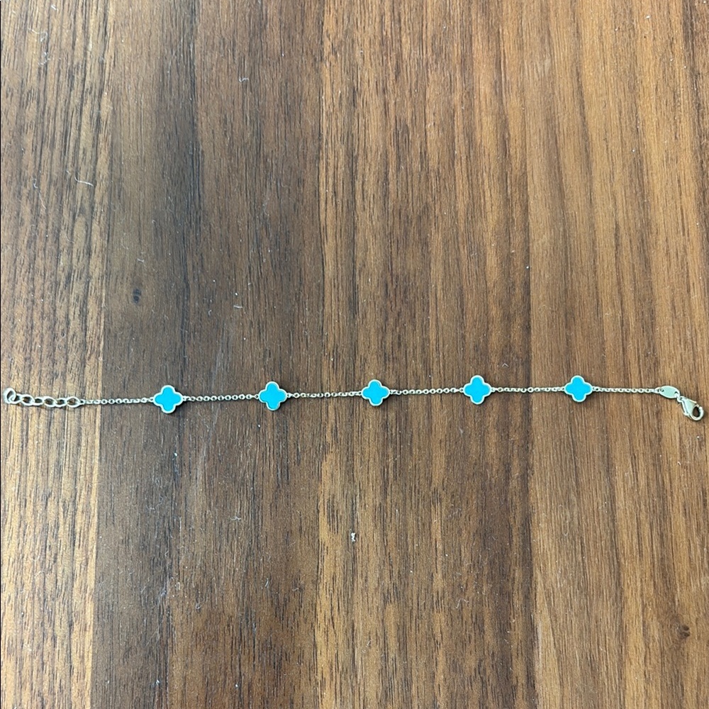 14K Gold and Turquoise Clover Bracelet